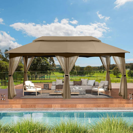 10x20 Outdoor Patio Gazebo with Steel Frame and Netting Walls-CA