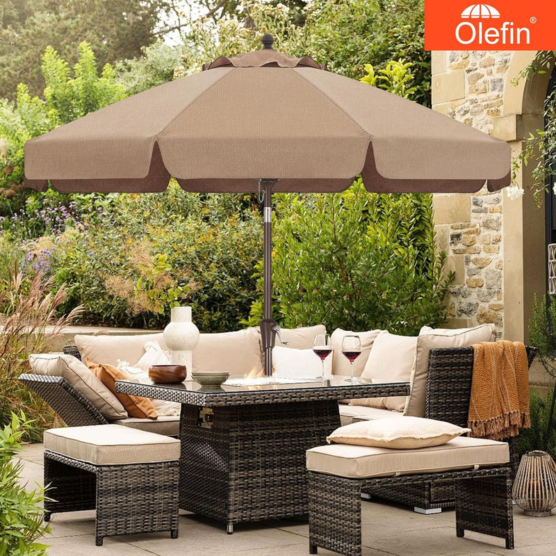 Load image into Gallery viewer, MASTERCANOPY 9FT Olefin Valance Patio Umbrella 5-Year-Non-Fading 8 Fiberglass Ribs
