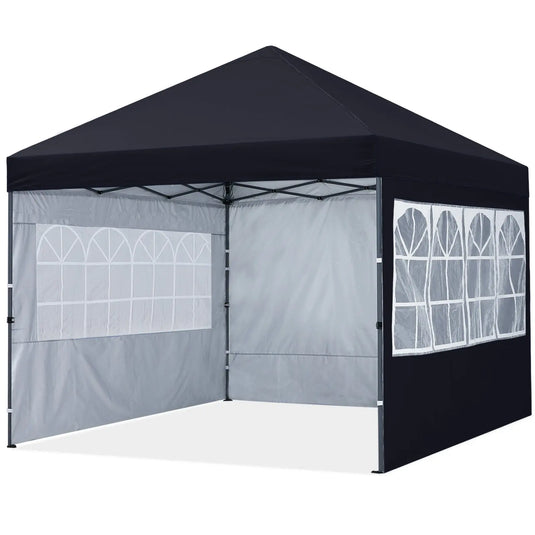10x10 Leisure Sports Pop-Up Canopy Tent with Church Window Sidewalls-CA