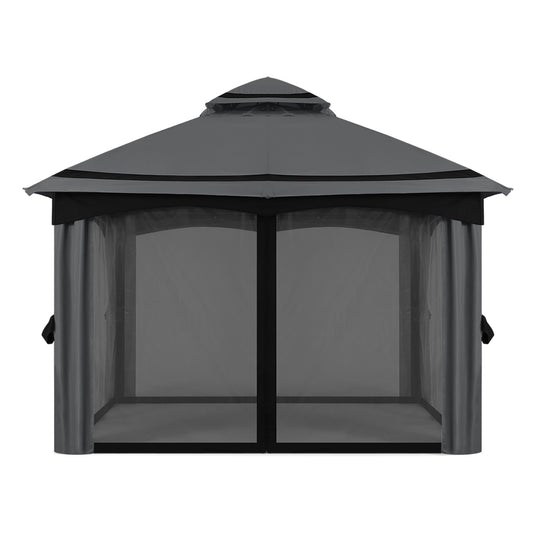 8x8/10x10/10x12 Outdoor Double Soft-Top Patio Gazebo with Mosquito Netting