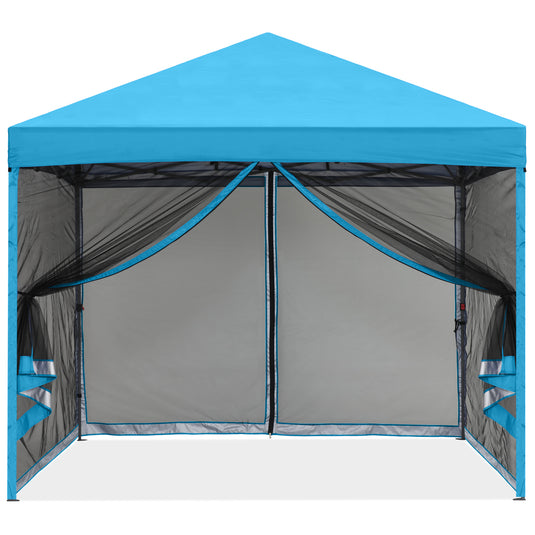 Leisure Sports Pop-Up Easy Setup Outdoor Canopy Tent with Netting Screen Walls - 8x8, 10x10