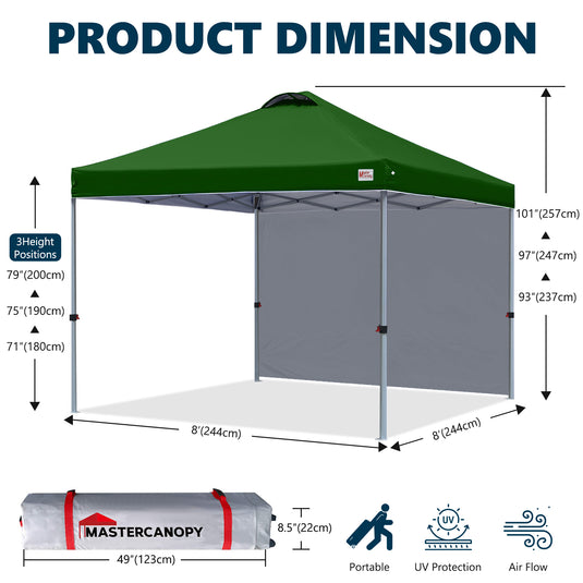 Leisure Sports Durable Pop-Up Canopy Tent with Sidewall - 8x8, 10x10