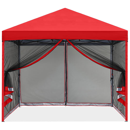 Leisure Sports Pop-Up Easy Setup Outdoor Canopy Tent with Netting Screen Walls - 8x8, 10x10
