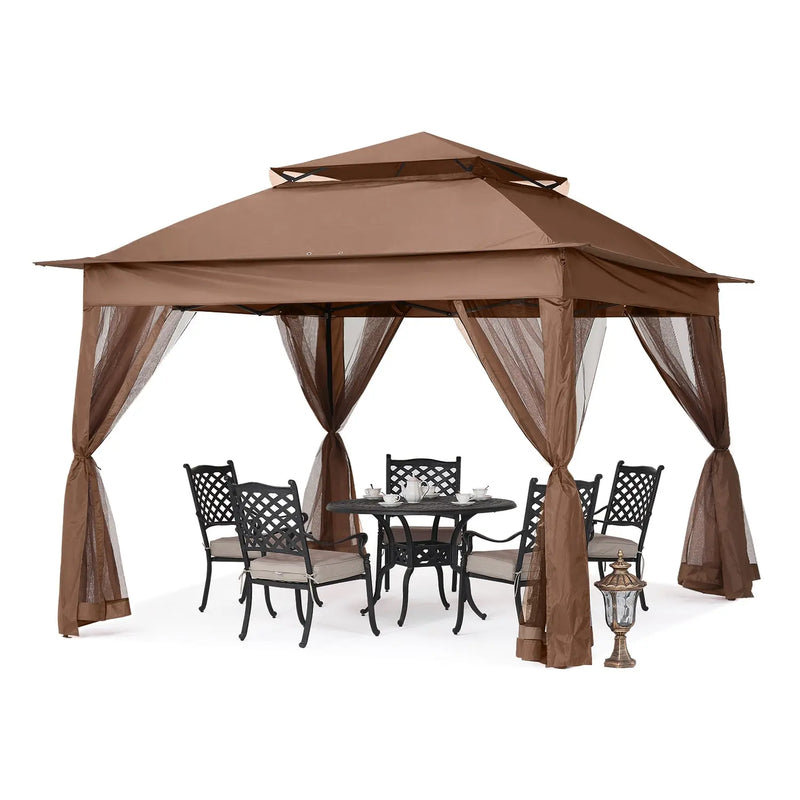 Load image into Gallery viewer, 11x11 Patio Gazebo Outdoor Pop Up Gazebo with Mesh Walls
