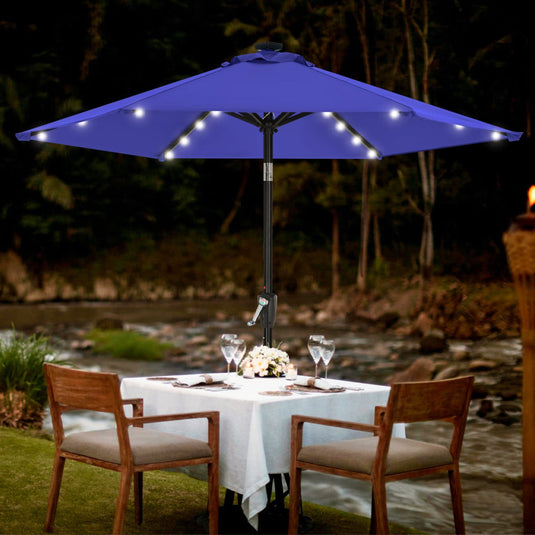 MASTERCANOPY Patio Umbrella with 32 Solar LED Lights 6&8 Ribs