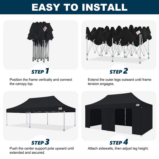 Mastercanopy Core-35 Premium Heavy Duty Instant Canopy Tent with Sidewalls - 10x10, 10x15, 10x20