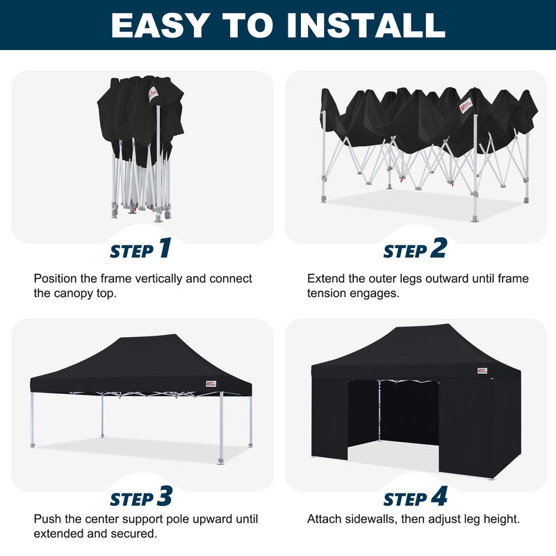 Load image into Gallery viewer, Mastercanopy Core-35 Premium Heavy Duty Instant Canopy Tent with Sidewalls - 10x10, 10x15, 10x20
