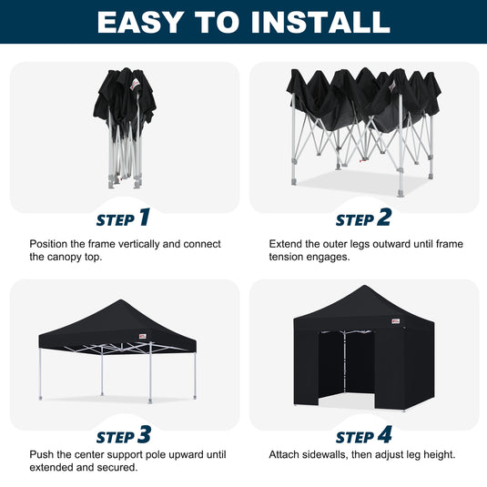 Mastercanopy Core-35 Premium Heavy Duty Instant Canopy Tent with Sidewalls - 10x10, 10x15, 10x20