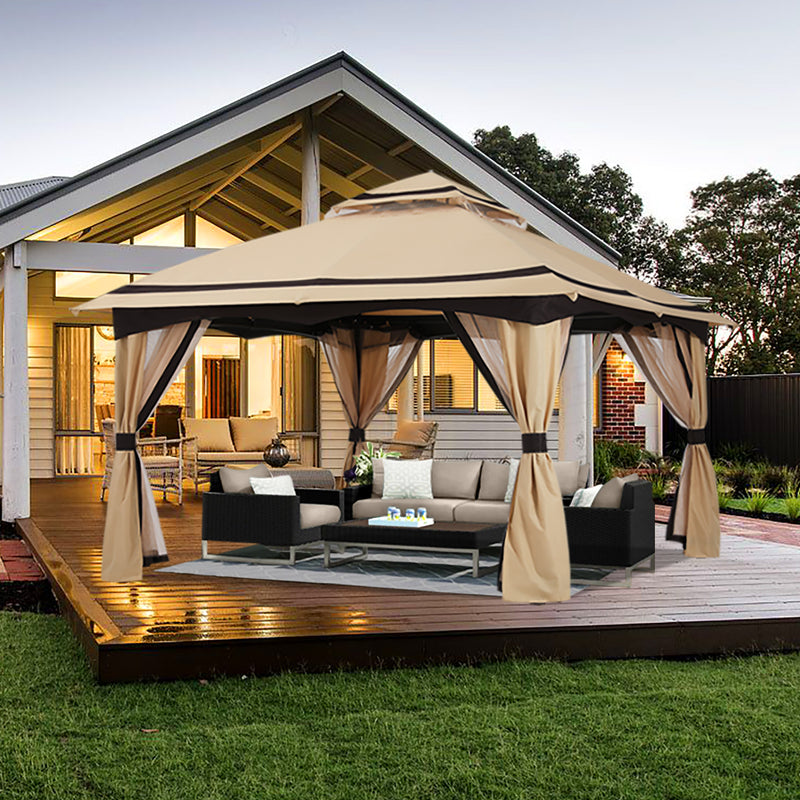 Load image into Gallery viewer, 8x8/10x10/10x12 Outdoor Double Soft-Top Patio Gazebo with Mosquito Netting
